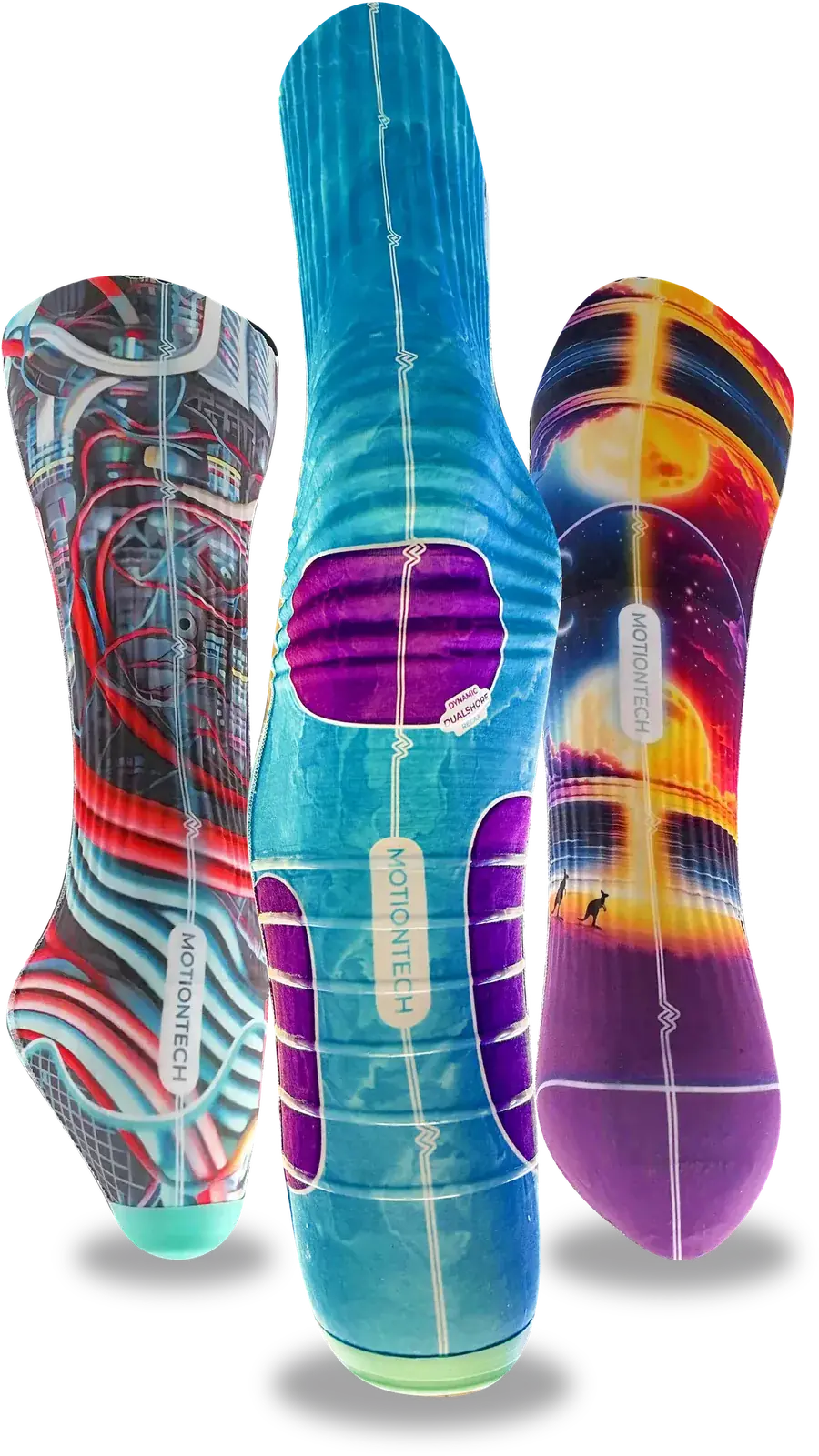 Three DualShore liners — the purple areas mark the softer silicone zones
